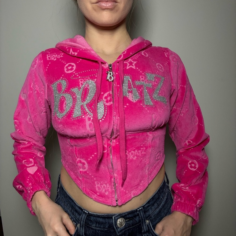 Dolls Kill Bratz Pink Cropped Hoodie